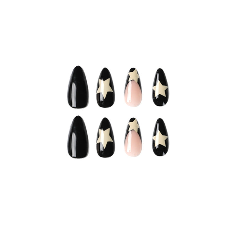 Wholesale Black Edge Milk White Five Point Star PlasticNail Stickers